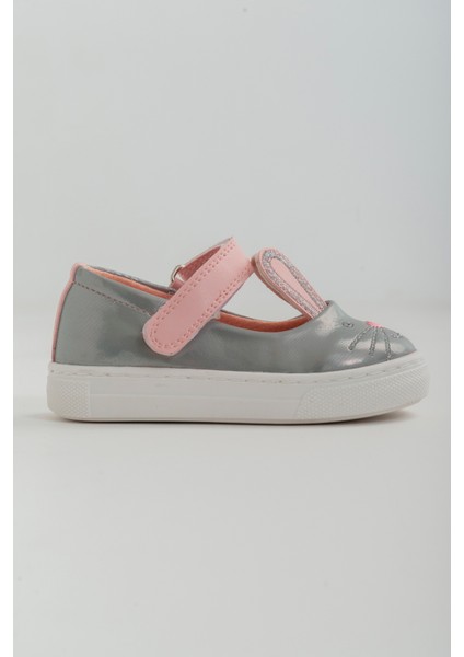 Kız Çocuk Gri Ortopedik Destekli Tavşanlı Babet