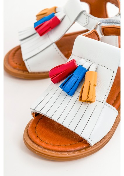 Kız Çocuk Beyaz Deri Ortopedik Destekli Çocuk Sandalet modelleri