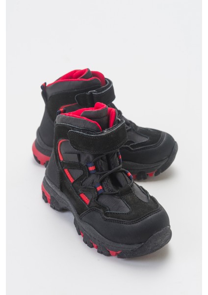 Erkek Çocuk Siyah Hakiki Deri Trekking Çocuk Bot