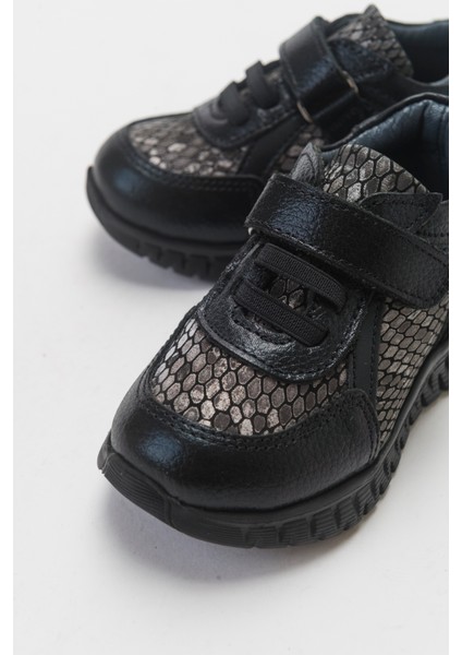 Kız Çocuk Siyah Hakiki Deri Günlük Çocuk Ayakkabı