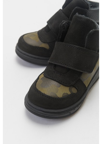 Erkek Çocuk Siyah Hakiki Deri Çocuk Bot