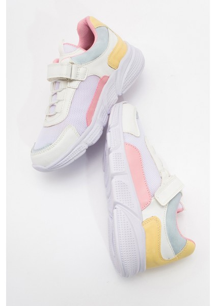 Kız Çocuk Beyaz-Pudra Günlük Spor Ayakkabı