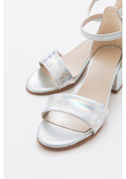 Kız Çocuk Gümüş Topuklu Abiye Ayakkabı