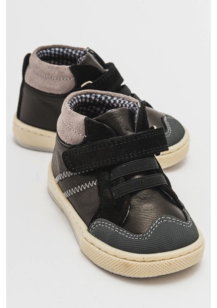 Erkek Çocuk Siyah Hakiki Deri Anatomik Günlük Bot indirimleri