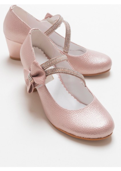 Kız Çocuk Pudra Topuklu Abiye Ayakkabı