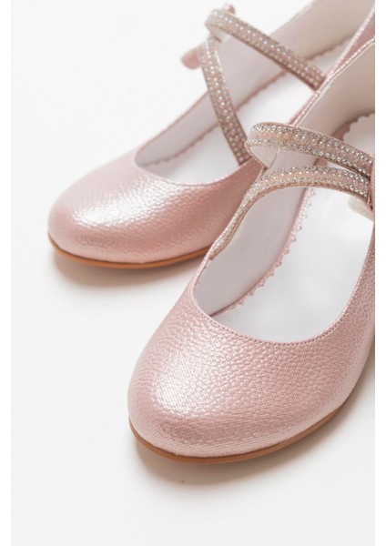 Kız Çocuk Pudra Topuklu Abiye Ayakkabı