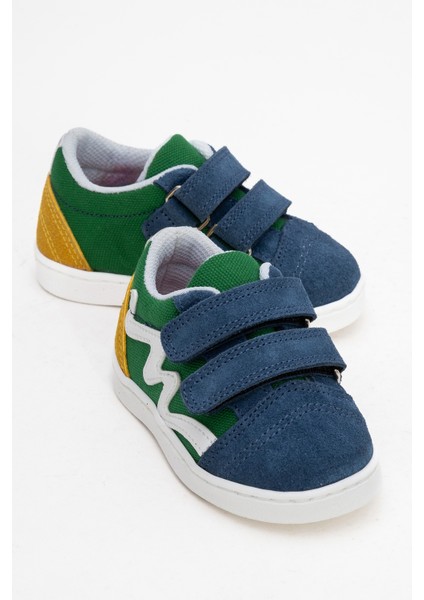 Erkek Çocuk Mavi Hakiki Deri Günlük Ayakkabı