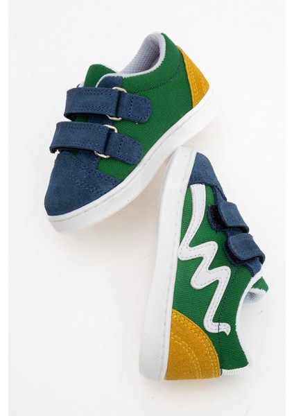 Erkek Çocuk Mavi Hakiki Deri Günlük Ayakkabı