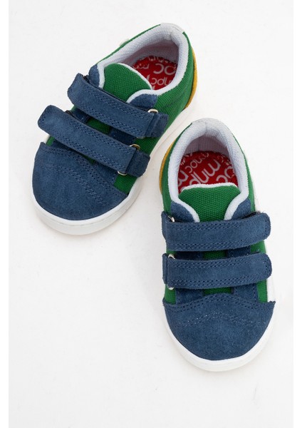 Erkek Çocuk Mavi Hakiki Deri Günlük Ayakkabı