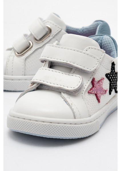 Kız Çocuk Beyaz Hakiki Deri Anatomik Günlük Ayakkabı