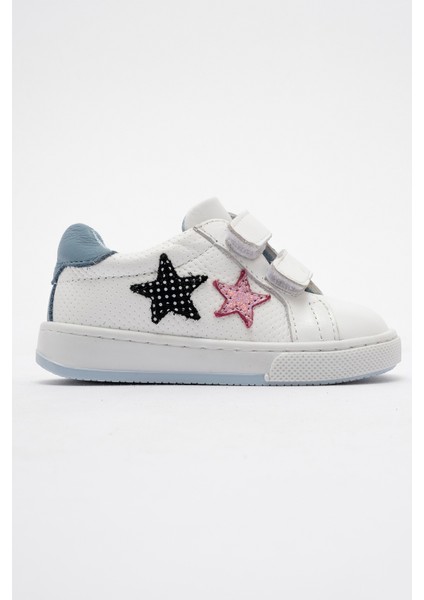 Kız Çocuk Beyaz Hakiki Deri Anatomik Günlük Ayakkabı