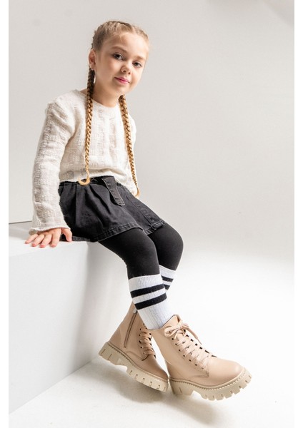 Kız Çocuk Bej Hakiki Deri Anatomik Postal