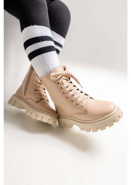 Kız Çocuk Bej Hakiki Deri Anatomik Postal