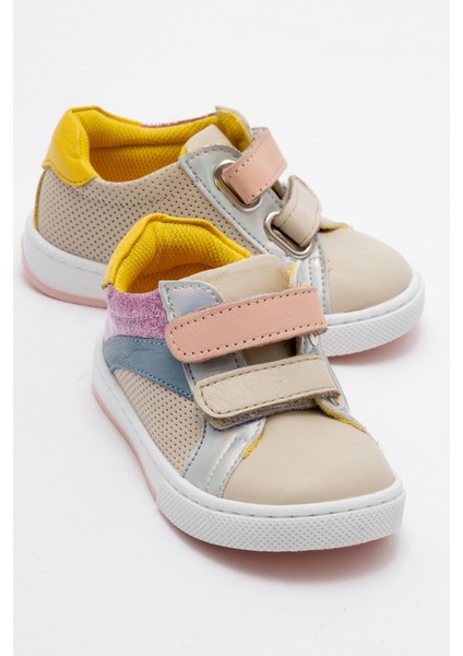 Kız Çocuk Bej Hakiki Deri Anatomik Günlük Ayakkabı