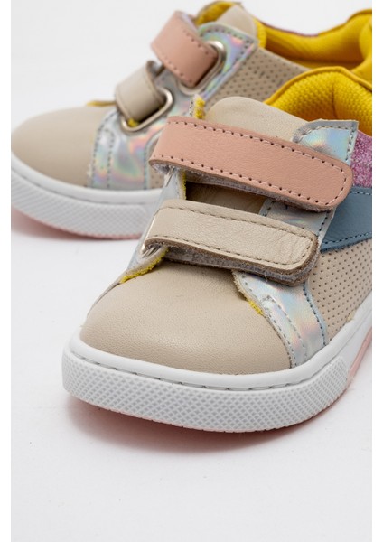 Kız Çocuk Bej Hakiki Deri Anatomik Günlük Ayakkabı