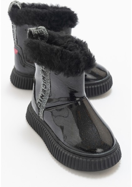 Kız Çocuk Siyah Simli Suni Deri Kürklü Anatomik Kar Botu indirimleri