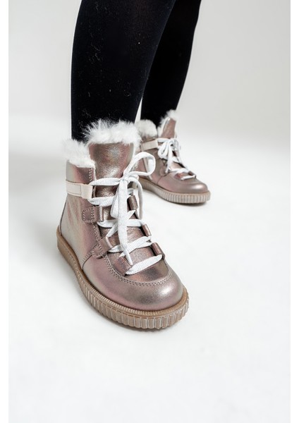 Kız Çocuk Vizon Simli Hakiki Deri Anatomik Günlük Bot