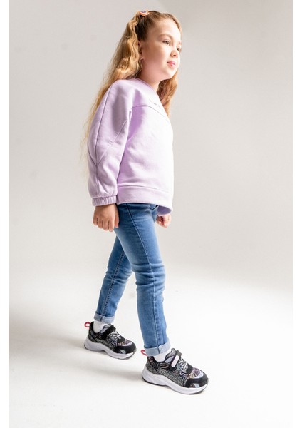 Kız Çocuk Siyah Hakiki Deri Anatomik Günlük Ayakkabı