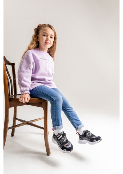 Kız Çocuk Siyah Hakiki Deri Anatomik Günlük Ayakkabı