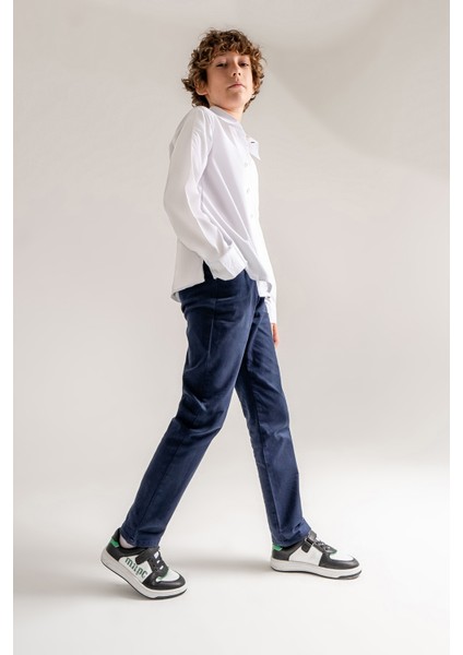 Erkek Çocuk Siyah-Beyaz Hakiki Deri Anatomik Günlük Ayakkabı