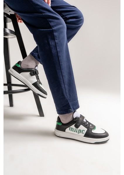 Erkek Çocuk Siyah-Beyaz Hakiki Deri Anatomik Günlük Ayakkabı