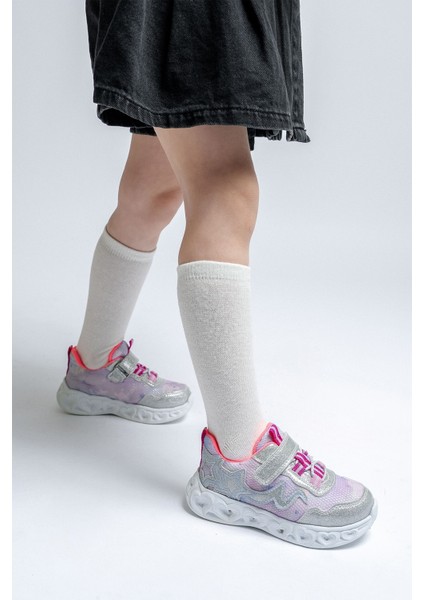 Kız Çocuk Gümüş Işıklı Spor Ayakkabı