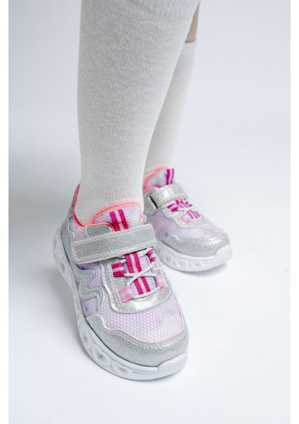 Kız Çocuk Gümüş Işıklı Spor Ayakkabı
