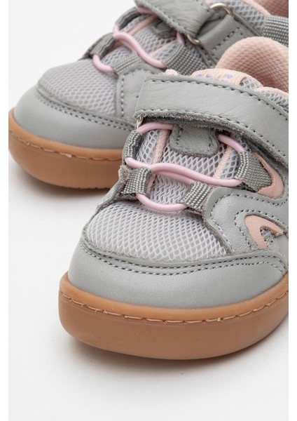 Unisex Çocuk Gri-Pudra Hakiki Deri Günlük Ayakkabı