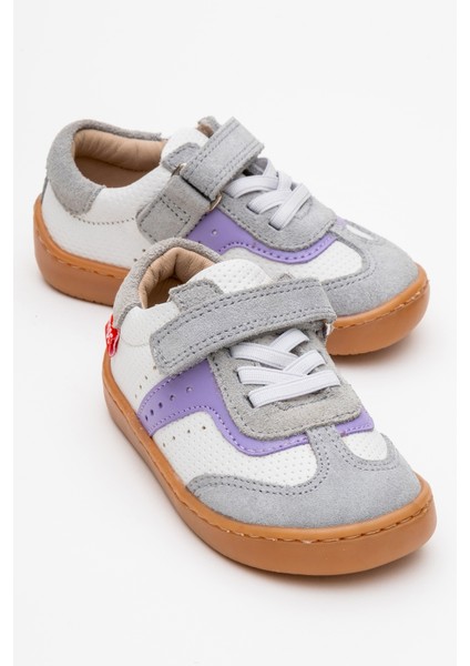 Unisex Çocuk Beyaz-Lila Hakiki Deri Günlük Ilk Adım Ayakkabı