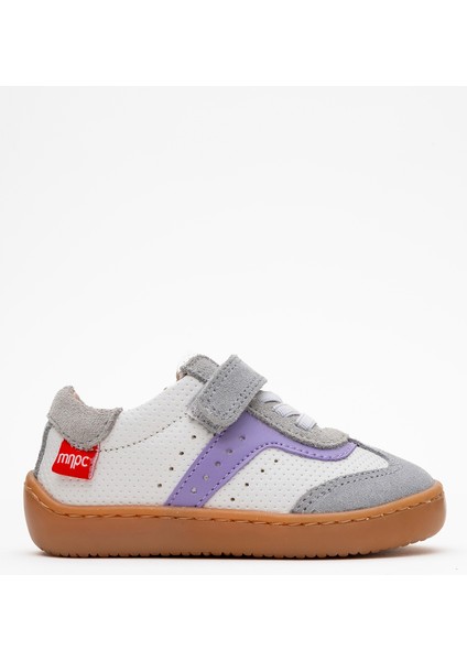 Unisex Çocuk Beyaz-Lila Hakiki Deri Günlük Ilk Adım Ayakkabı