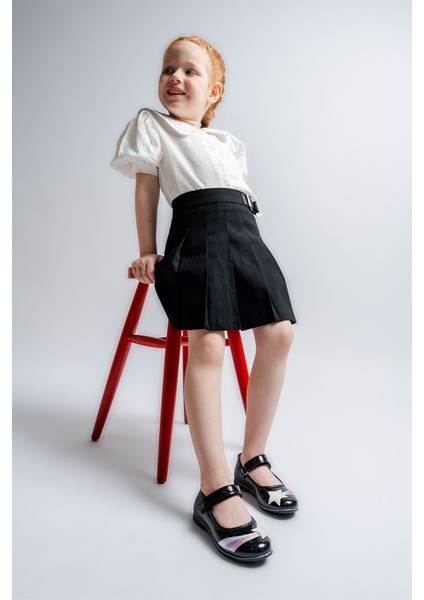 Kız Çocuk Siyah Yıldızlı Günlük Babet