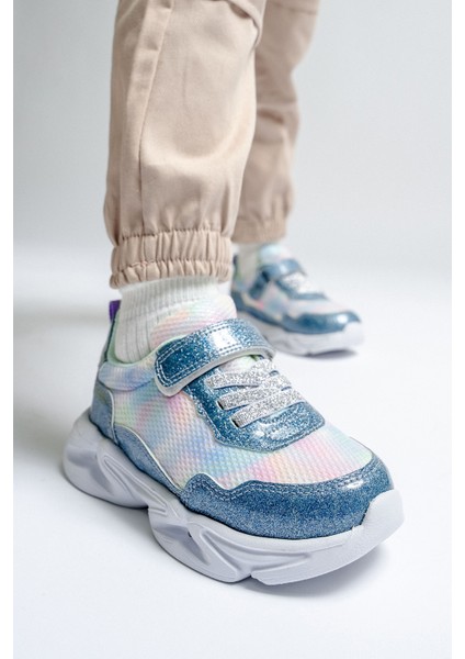 Kız Çocuk Mavi Işıklı Spor Ayakkabı