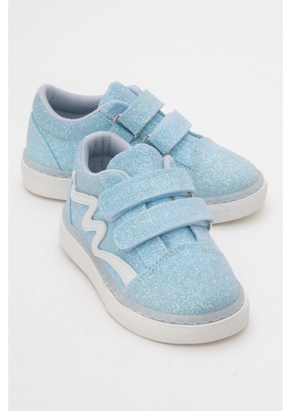 Kız Çocuk Mavi Simli Sneaker Ayakkabı