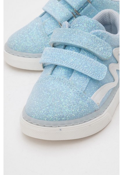 Kız Çocuk Mavi Simli Sneaker Ayakkabı