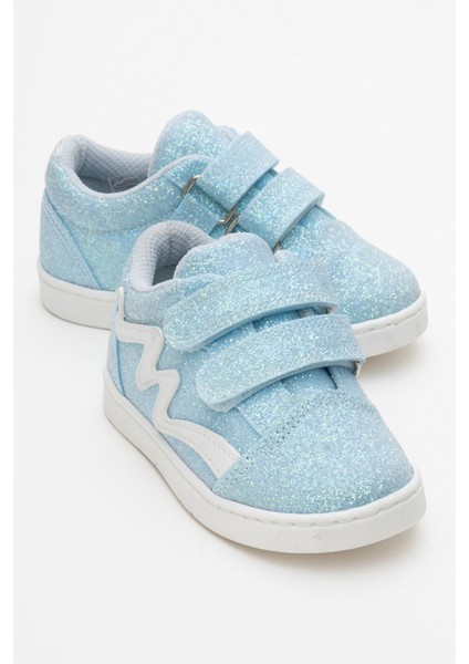 Kız Çocuk Mavi Simli Sneaker Ayakkabı
