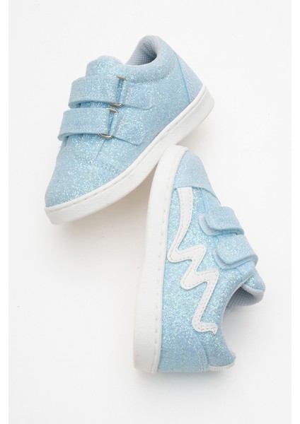 Kız Çocuk Mavi Simli Sneaker Ayakkabı