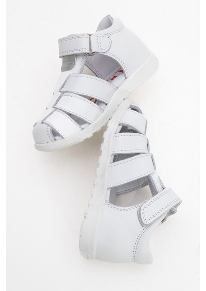 Kız Çocuk Beyaz Hakiki Deri Günlük İlk Adım Ayakkabı