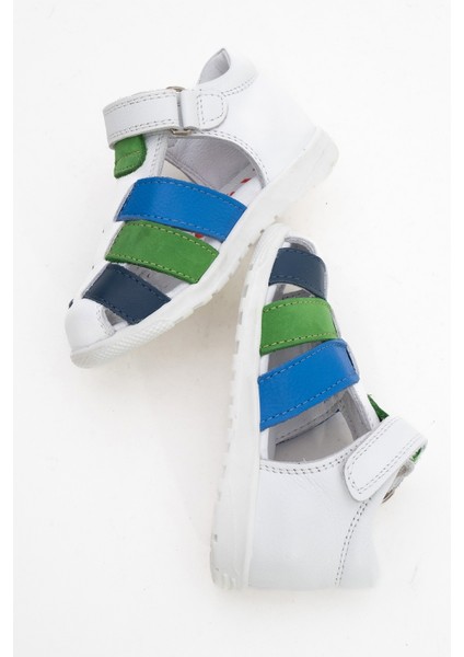 Erkek Çocuk Beyaz-Sax Hakiki Deri Günlük İlk Adım Ayakkabı