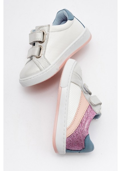 Kız Çocuk Beyaz Hakiki Deri Günlük Ilk Adım Ayakkabı