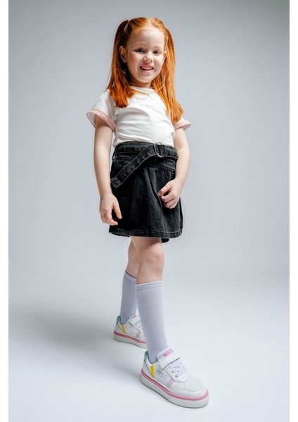 Kız Çocuk Beyaz-Sarı Sneaker Ayakkabı