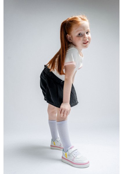 Kız Çocuk Beyaz-Sarı Sneaker Ayakkabı