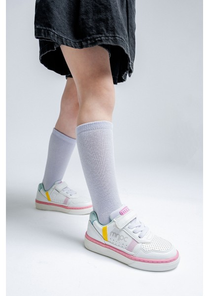 Kız Çocuk Beyaz-Sarı Sneaker Ayakkabı