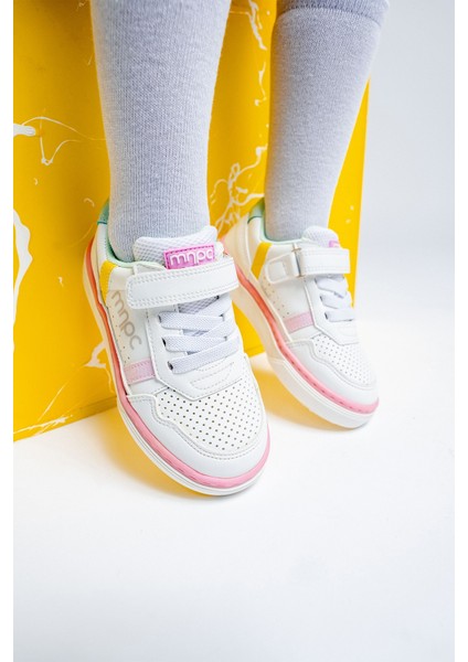 Kız Çocuk Beyaz-Sarı Sneaker Ayakkabı