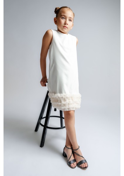 Kız Çocuk Platin Topuklu Simli Abiye Ayakkabı