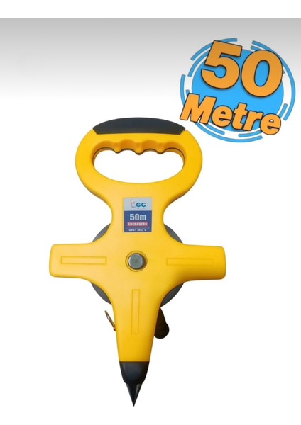 Saplı Çelik Şerit Metre Pratik Makaralı Kollu Arazi Metresi 50