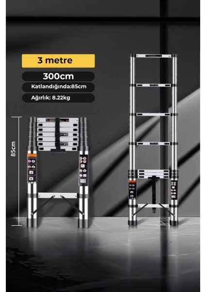 Paslanmaz Çelik Katlanır Merdiven 3.9 Metre