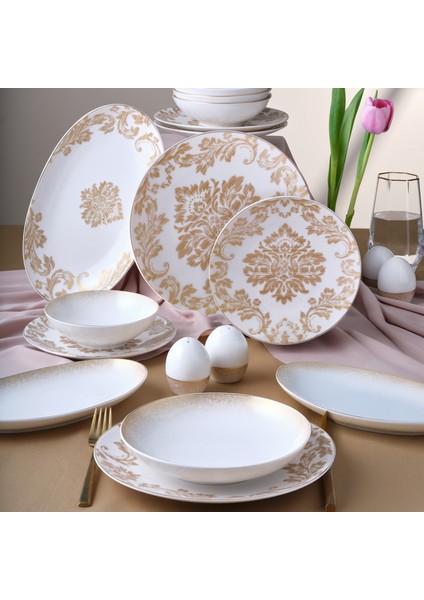 Porselen Camelia 54 Parça 12 Kişilik Yemek Takımı 6585 Gold