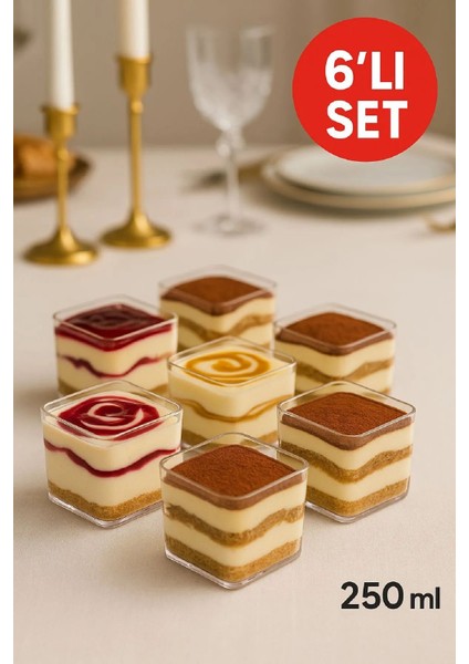 Kapaklı Plastik Kare Tatlı Kabı 250 cc fiyatları