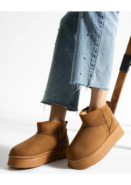 Kadın Yüksek Taban Rahat Içi Kürklü Süet Yarım Bot fiyatları