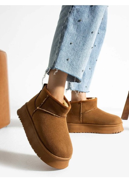 Kadın Yüksek Taban Rahat Içi Kürklü Süet Yarım Bot modelleri